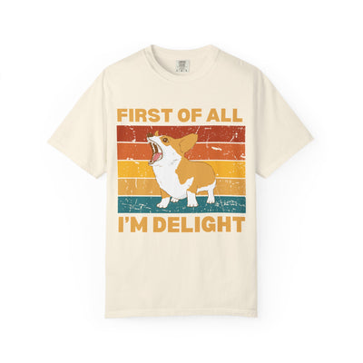 Corgi 'First of All I'm Delight' Retro Graphic T-Shirt