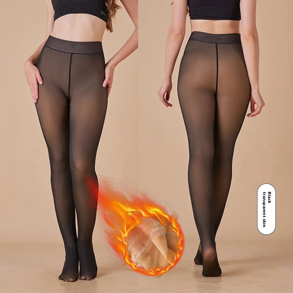 GOCUNE - Sheer Fleece-Lined Leggings