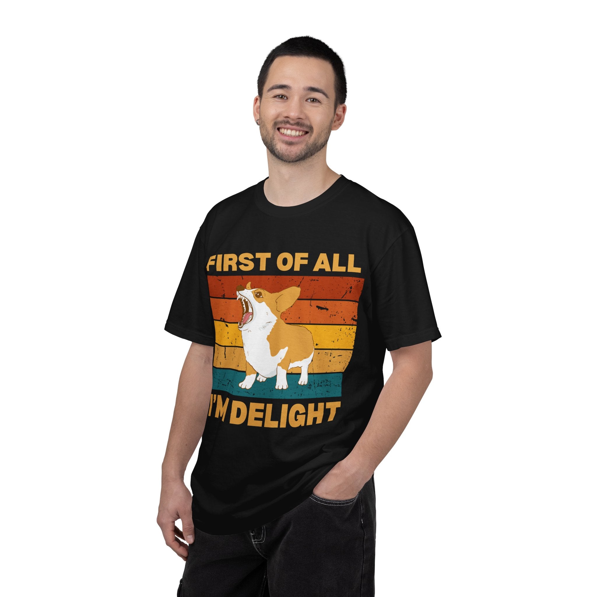 Corgi 'First of All I'm Delight' Retro Graphic T-Shirt