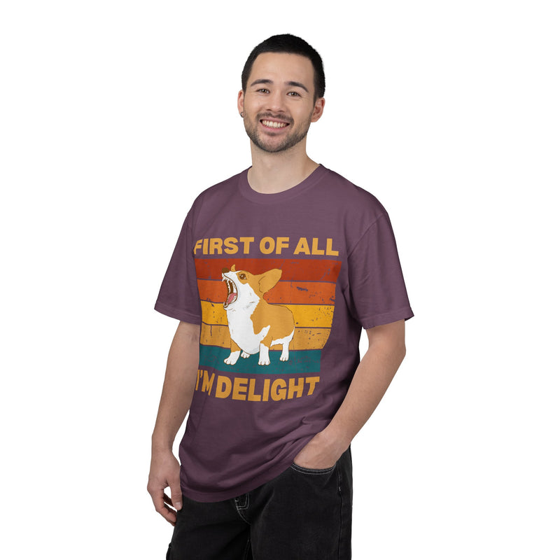 Corgi 'First of All I'm Delight' Retro Graphic T-Shirt