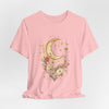 Moon & Autumn Florals Tee – Crescent Moon Floral Graphic T-Shirt