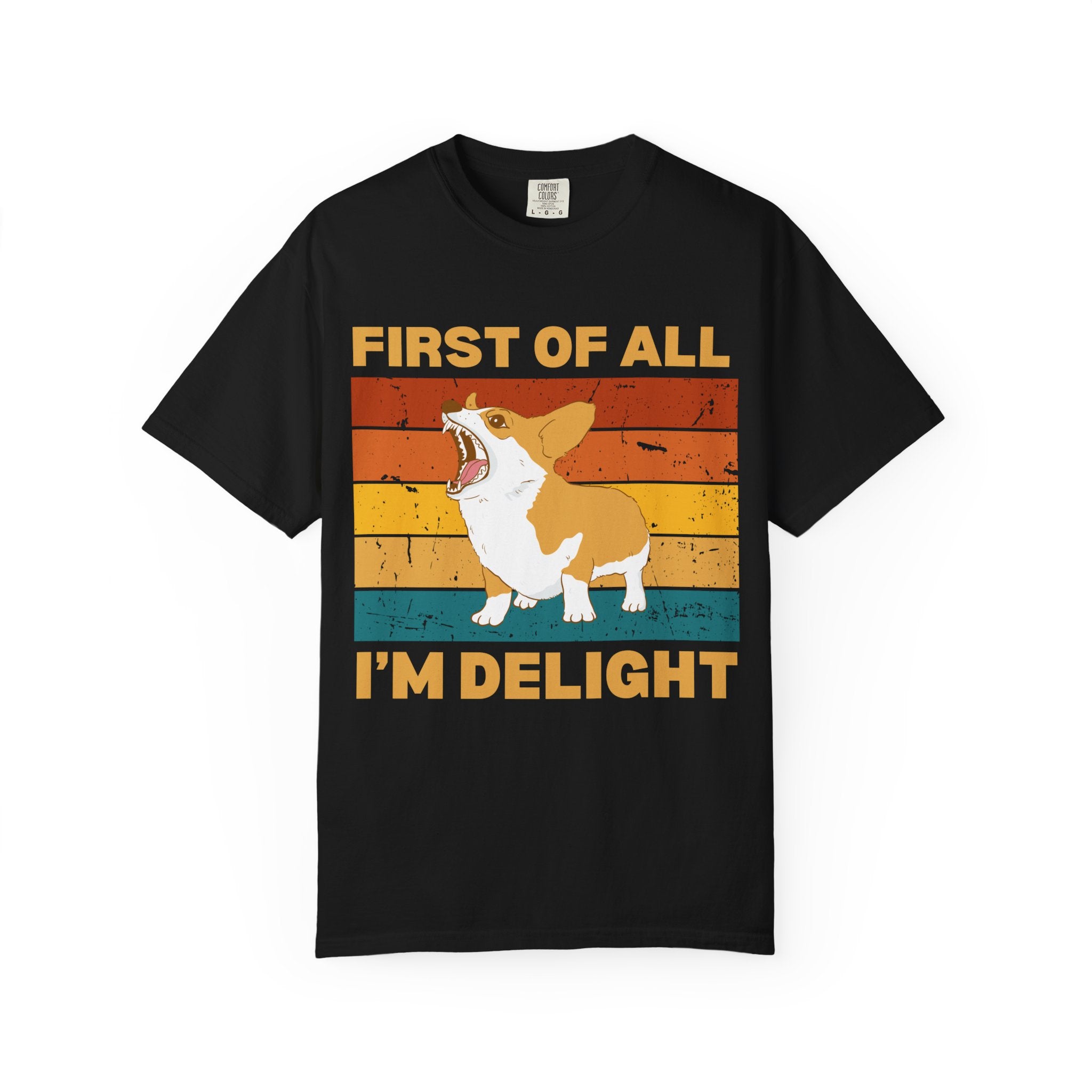 Corgi 'First of All I'm Delight' Retro Graphic T-Shirt
