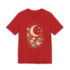 Moon & Autumn Florals Tee – Crescent Moon Floral Graphic T-Shirt