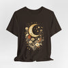 Moon & Autumn Florals Tee – Crescent Moon Floral Graphic T-Shirt