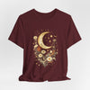 Moon & Autumn Florals Tee – Crescent Moon Floral Graphic T-Shirt