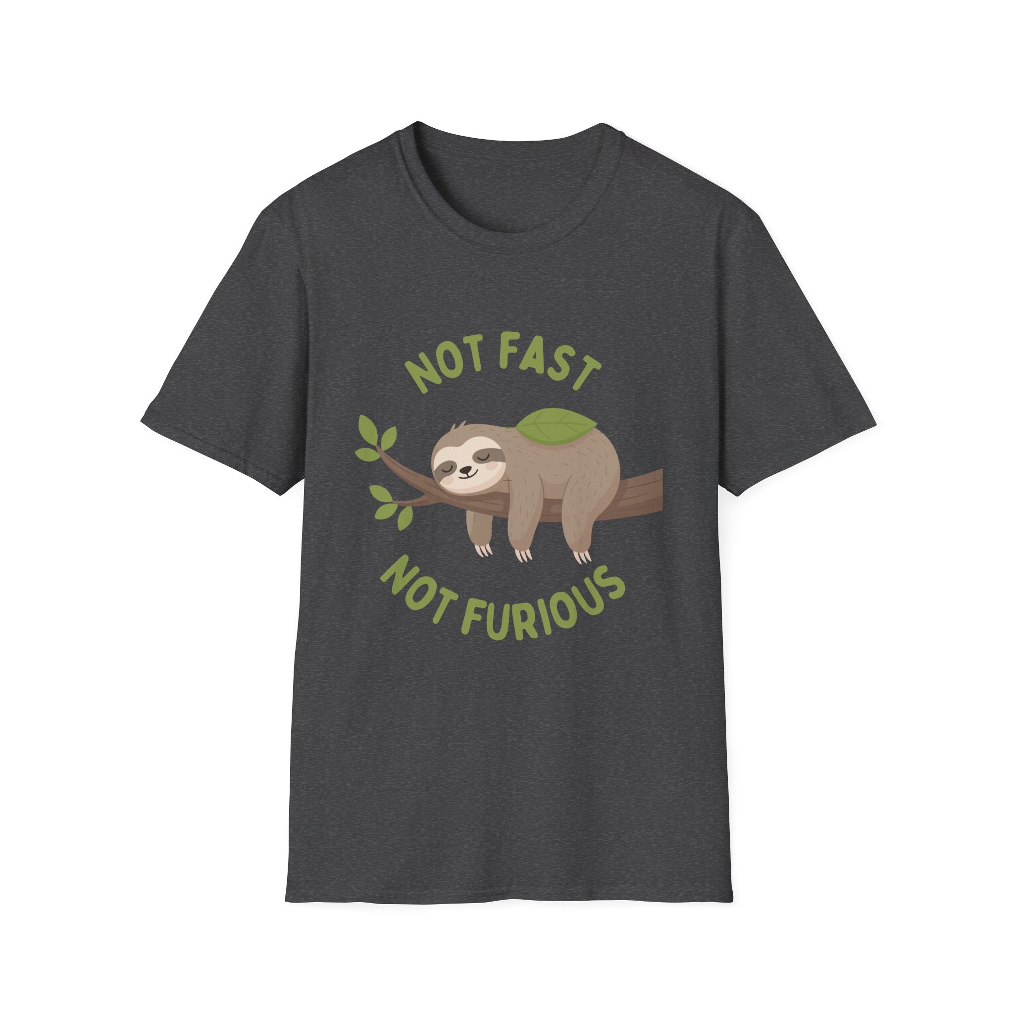 Sloth T-Shirt – “Not Fast Not Furious” Relaxed Animal Graphic Tee