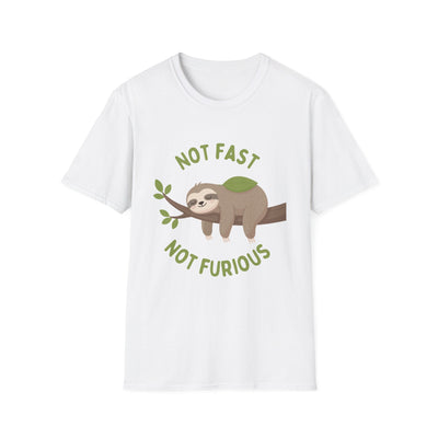 Sloth T-Shirt – “Not Fast Not Furious” Relaxed Animal Graphic Tee