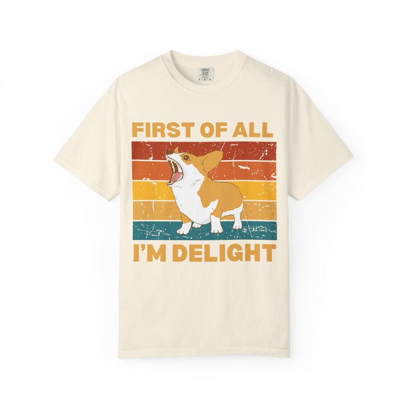 Corgi 'First of All I'm Delight' Retro Graphic T-Shirt