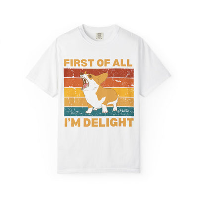 Corgi 'First of All I'm Delight' Retro Graphic T-Shirt