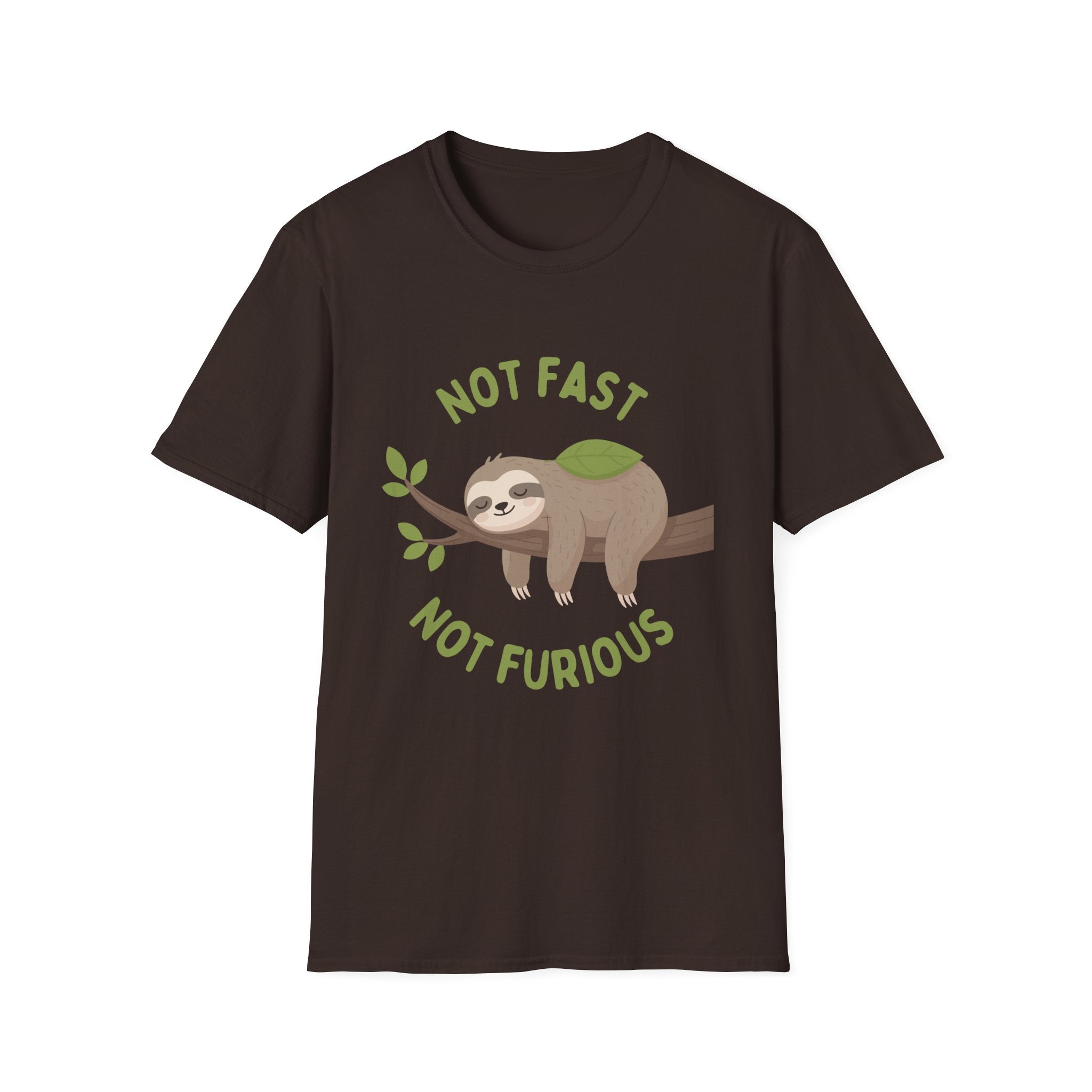 Sloth T-Shirt – “Not Fast Not Furious” Relaxed Animal Graphic Tee