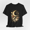 Moon & Autumn Florals Tee – Crescent Moon Floral Graphic T-Shirt
