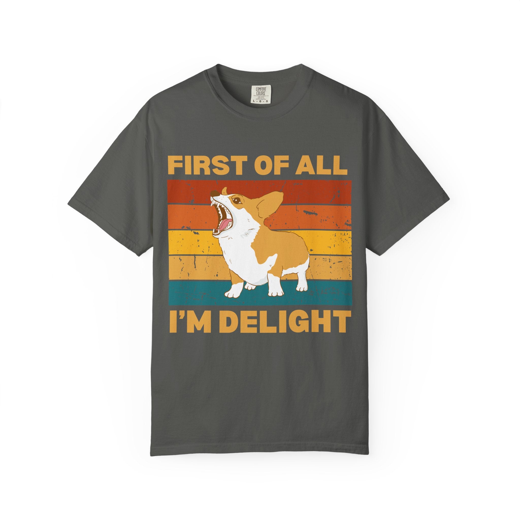 Corgi 'First of All I'm Delight' Retro Graphic T-Shirt