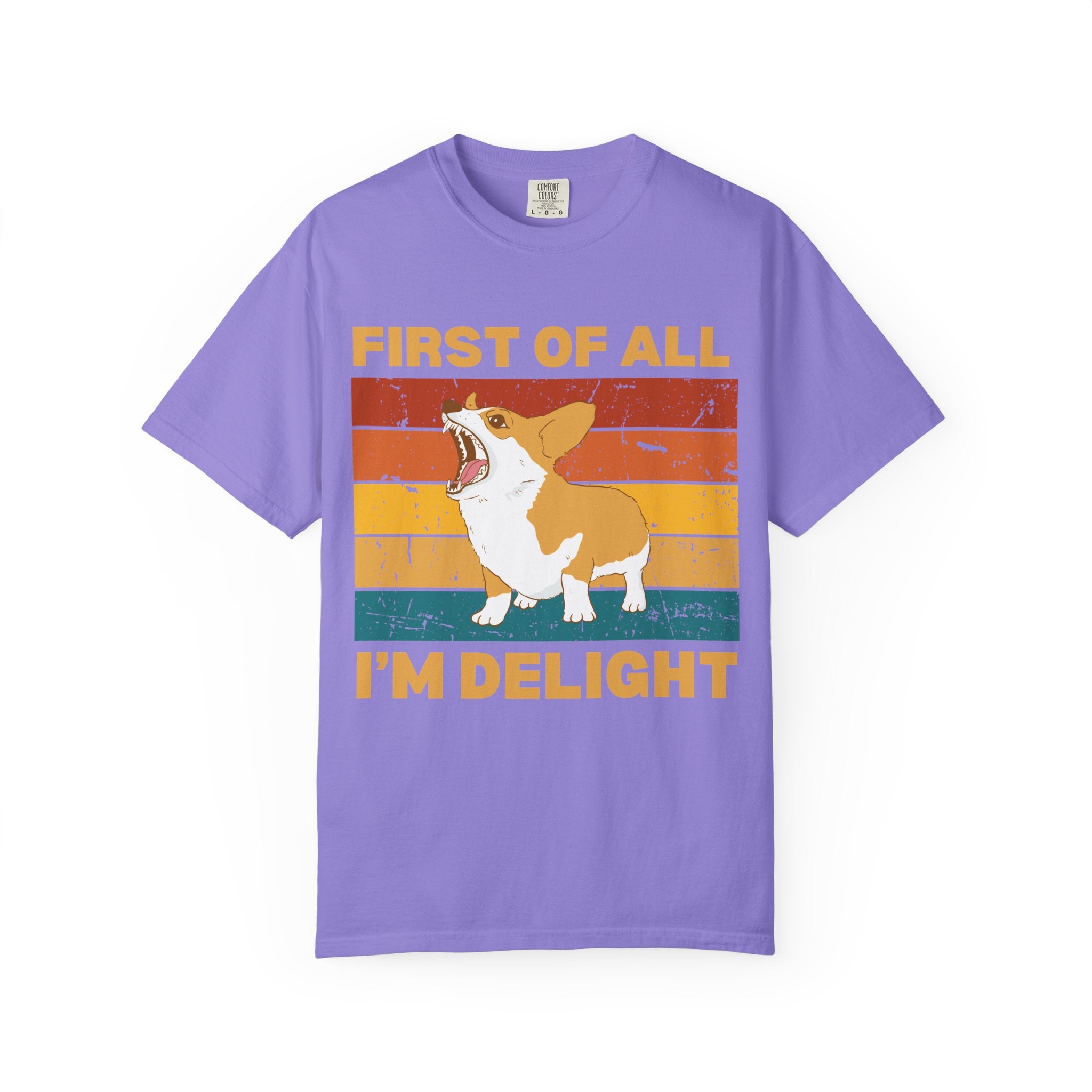 Corgi 'First of All I'm Delight' Retro Graphic T-Shirt