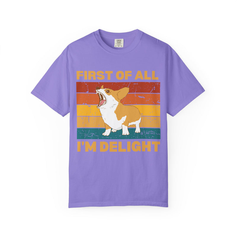 Corgi 'First of All I'm Delight' Retro Graphic T-Shirt
