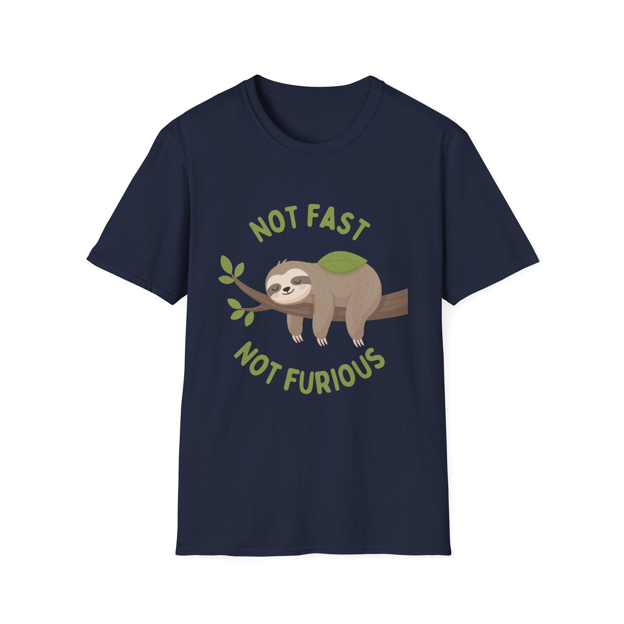 Sloth T-Shirt – “Not Fast Not Furious” Relaxed Animal Graphic Tee