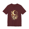 Moon & Autumn Florals Tee – Crescent Moon Floral Graphic T-Shirt