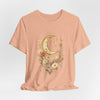 Moon & Autumn Florals Tee – Crescent Moon Floral Graphic T-Shirt