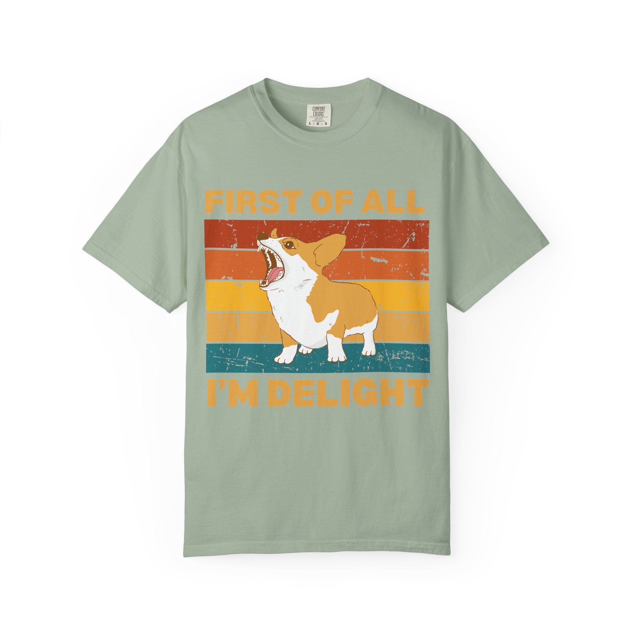 Corgi 'First of All I'm Delight' Retro Graphic T-Shirt