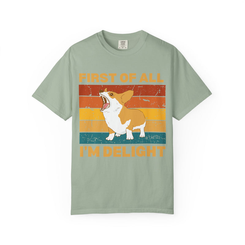 Corgi 'First of All I'm Delight' Retro Graphic T-Shirt