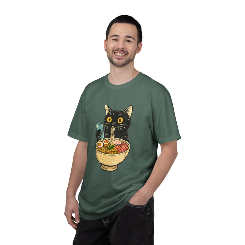 Cat Ramen T-Shirt — Cute Black Cat Slurping Ramen Graphic Tee