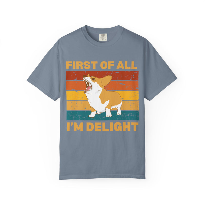 Corgi 'First of All I'm Delight' Retro Graphic T-Shirt