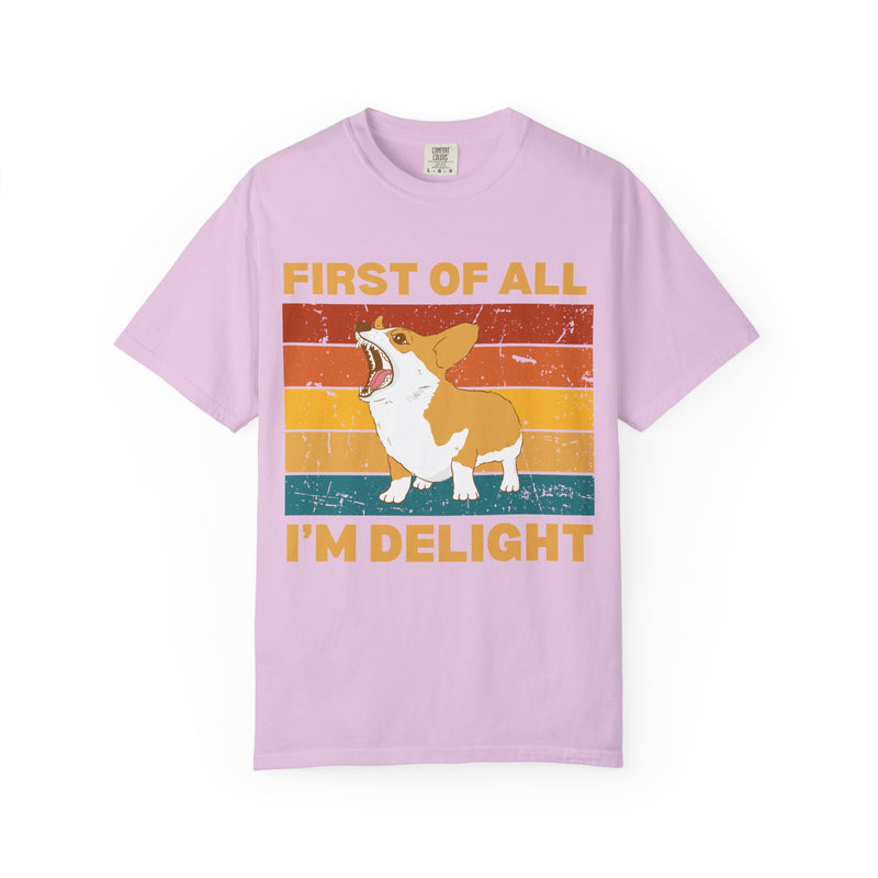 Corgi 'First of All I'm Delight' Retro Graphic T-Shirt