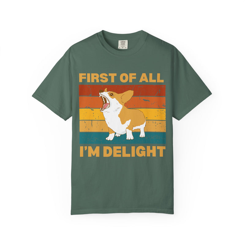 Corgi 'First of All I'm Delight' Retro Graphic T-Shirt