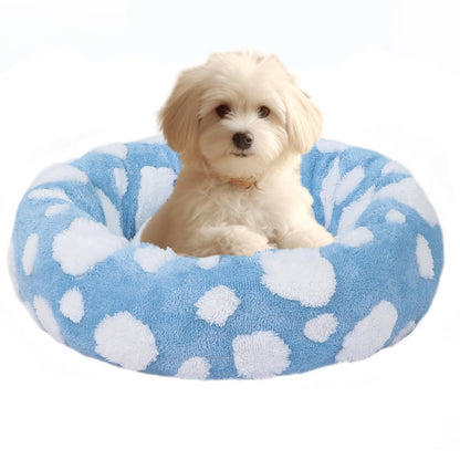 HYQ Washable Small Pet Bed, Anti-Slip Bottom, Blue, 17"