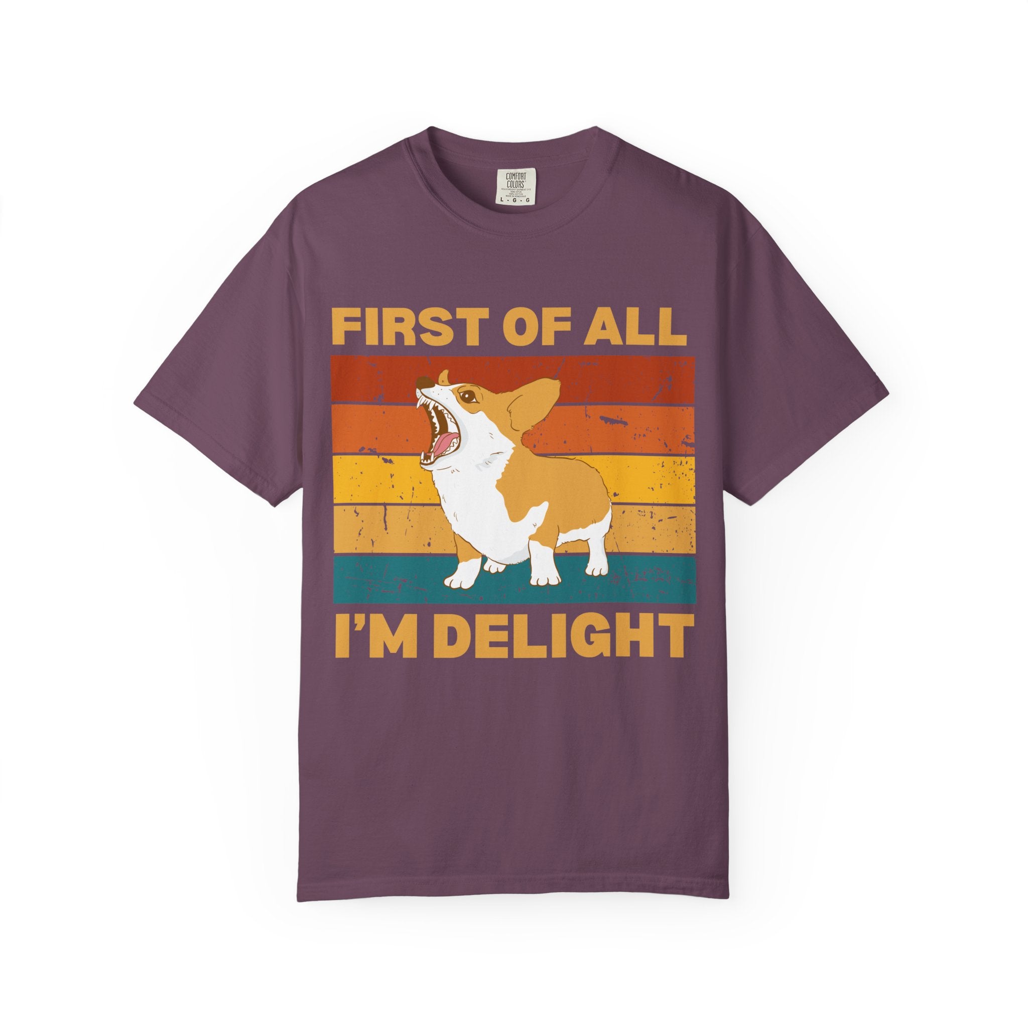 Corgi 'First of All I'm Delight' Retro Graphic T-Shirt