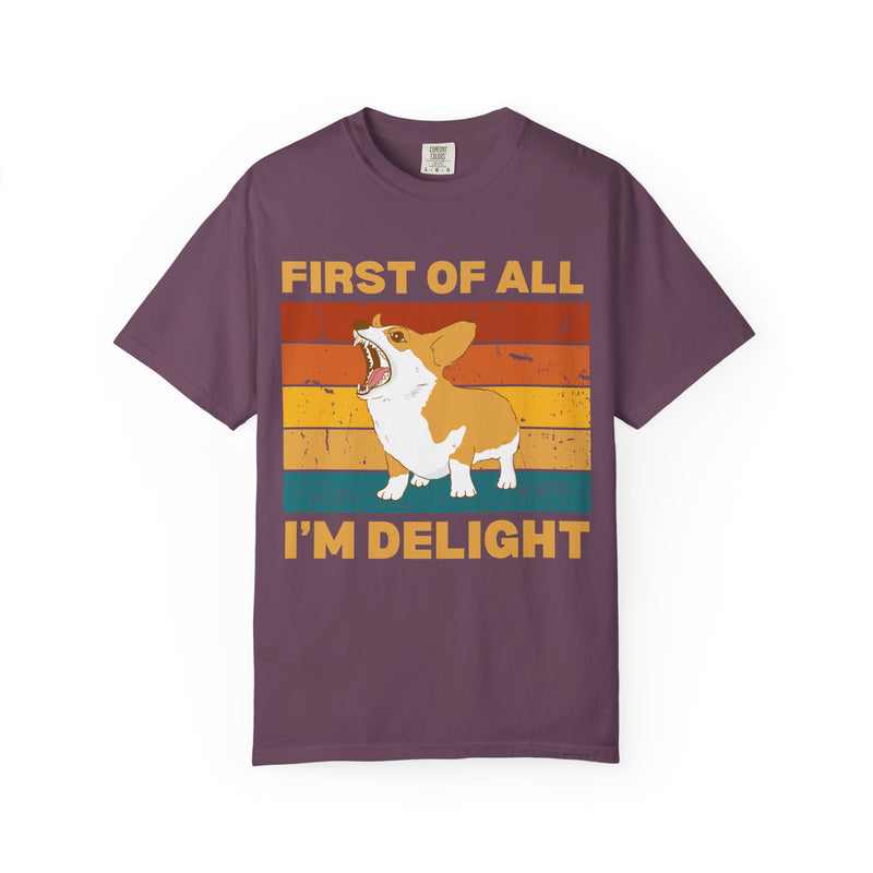 Corgi 'First of All I'm Delight' Retro Graphic T-Shirt