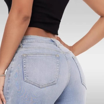 Women's High Waist Wide-Leg Straight Jeans — Hip Lift, Loose Fit, Crocheted Detail