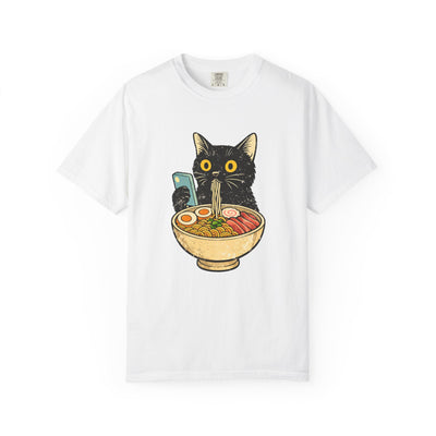 Cat Ramen T-Shirt — Cute Black Cat Slurping Ramen Graphic Tee