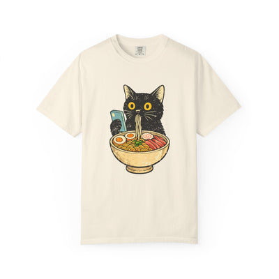 Cat Ramen T-Shirt — Cute Black Cat Slurping Ramen Graphic Tee