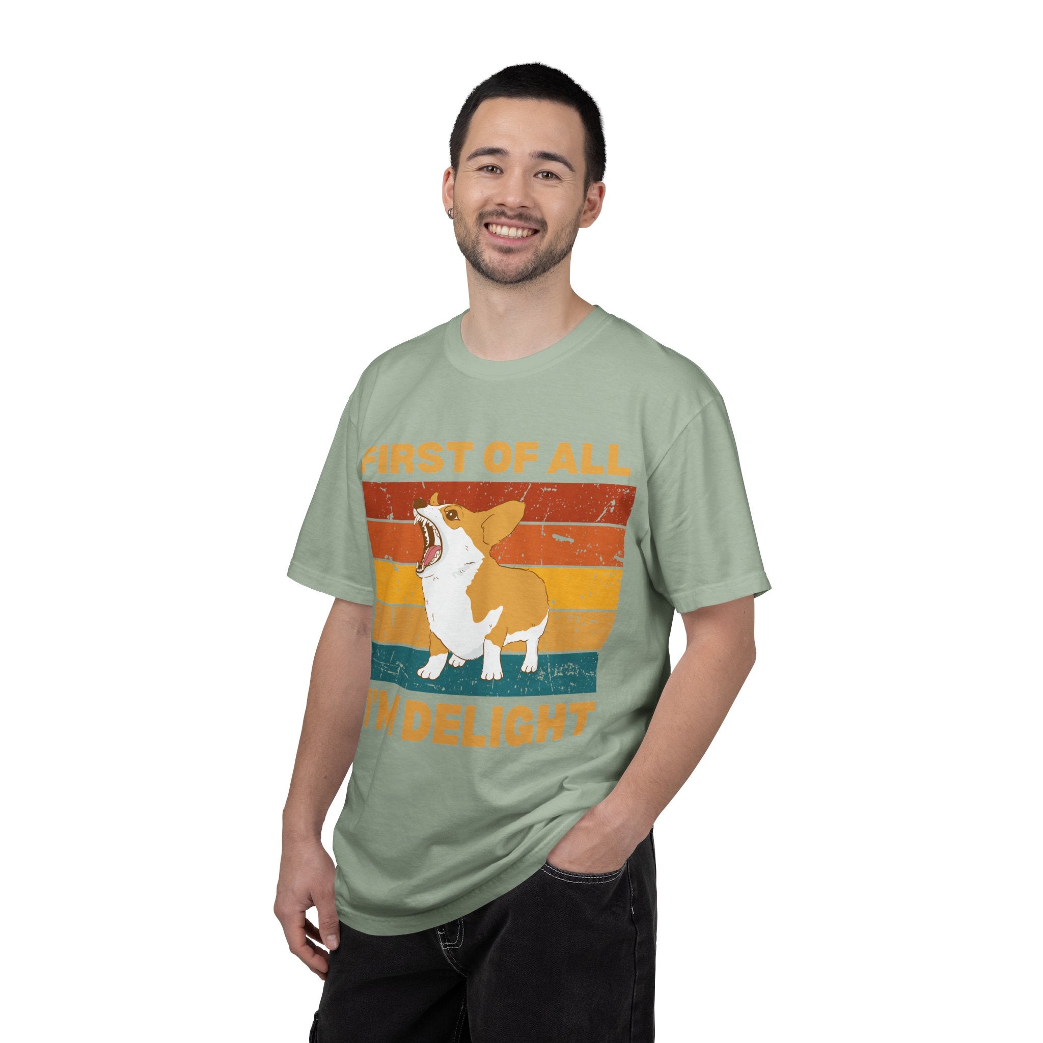 Corgi 'First of All I'm Delight' Retro Graphic T-Shirt