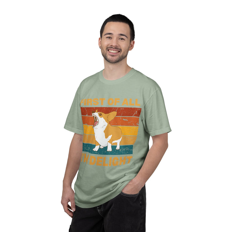 Corgi 'First of All I'm Delight' Retro Graphic T-Shirt