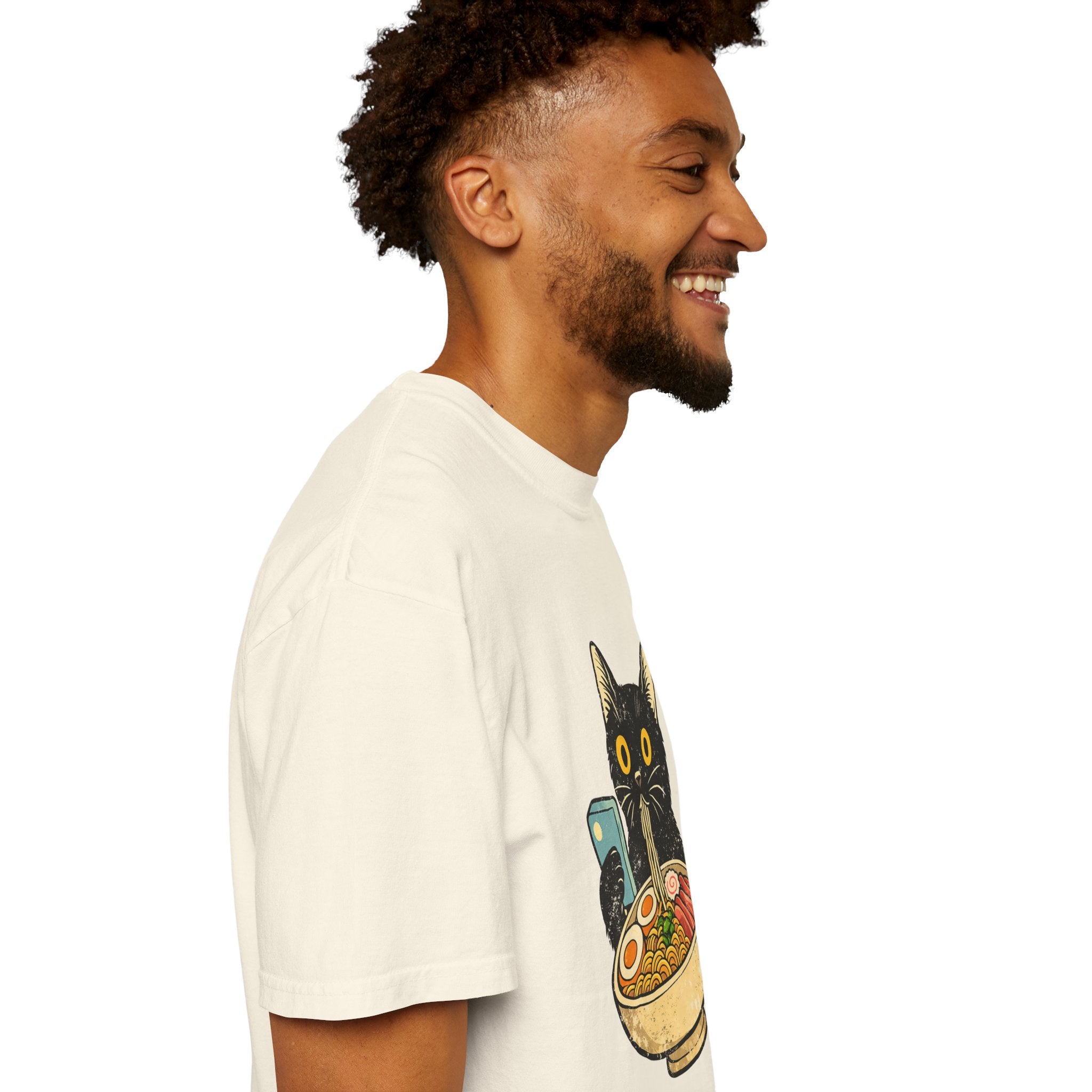 Cat Ramen T-Shirt — Cute Black Cat Slurping Ramen Graphic Tee