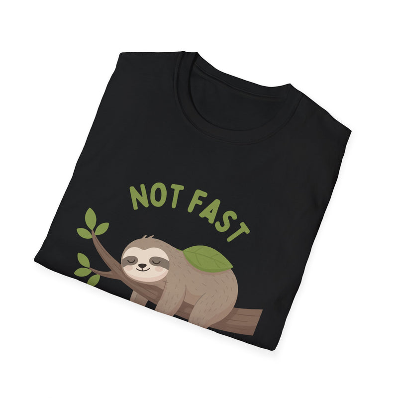 Sloth T-Shirt – “Not Fast Not Furious” Relaxed Animal Graphic Tee